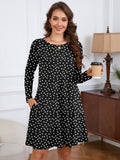 Chiclily Women's Long Sleeve Casual Dress Large Tunic Dress Loose T-Shirt Dress with Pockets