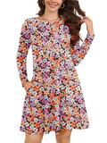 Chiclily Women's Long Sleeve Casual Dress Large Tunic Dress Loose T-Shirt Dress with Pockets