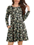 Chiclily Women's Long Sleeve Casual Dress Large Tunic Dress Loose T-Shirt Dress with Pockets