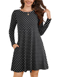 Chiclily Women's Long Sleeve Casual Dress Large Tunic Dress Loose T-Shirt Dress with Pockets