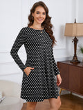 Chiclily Women's Long Sleeve Casual Dress Large Tunic Dress Loose T-Shirt Dress with Pockets