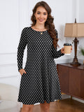 Chiclily Women's Long Sleeve Casual Dress Large Tunic Dress Loose T-Shirt Dress with Pockets