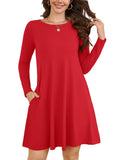 Chiclily Women's Long Sleeve Casual Dress Large Tunic Dress Loose T-Shirt Dress with Pockets