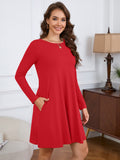 Chiclily Women's Long Sleeve Casual Dress Large Tunic Dress Loose T-Shirt Dress with Pockets