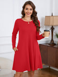 Chiclily Women's Long Sleeve Casual Dress Large Tunic Dress Loose T-Shirt Dress with Pockets