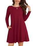 Chiclily Women's Long Sleeve Casual Dress Large Tunic Dress Loose T-Shirt Dress with Pockets