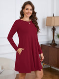 Chiclily Women's Long Sleeve Casual Dress Large Tunic Dress Loose T-Shirt Dress with Pockets