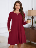 Chiclily Women's Long Sleeve Casual Dress Large Tunic Dress Loose T-Shirt Dress with Pockets