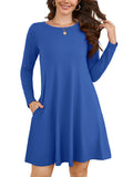 Chiclily Women's Long Sleeve Casual Dress Large Tunic Dress Loose T-Shirt Dress with Pockets