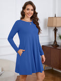 Chiclily Women's Long Sleeve Casual Dress Large Tunic Dress Loose T-Shirt Dress with Pockets