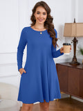 Chiclily Women's Long Sleeve Casual Dress Large Tunic Dress Loose T-Shirt Dress with Pockets