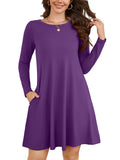Chiclily Women's Long Sleeve Casual Dress Large Tunic Dress Loose T-Shirt Dress with Pockets