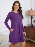 Chiclily Women's Long Sleeve Casual Dress Large Tunic Dress Loose T-Shirt Dress with Pockets