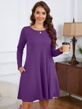 Chiclily Women's Long Sleeve Casual Dress Large Tunic Dress Loose T-Shirt Dress with Pockets