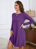 Chiclily Women's Long Sleeve Casual Dress Large Tunic Dress Loose T-Shirt Dress with Pockets