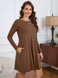 Chiclily Women's Long Sleeve Casual Dress Large Tunic Dress Loose T-Shirt Dress with Pockets