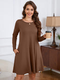Chiclily Women's Long Sleeve Casual Dress Large Tunic Dress Loose T-Shirt Dress with Pockets