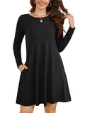 Chiclily Women's Long Sleeve Casual Dress Large Tunic Dress Loose T-Shirt Dress with Pockets