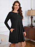 Chiclily Women's Long Sleeve Casual Dress Large Tunic Dress Loose T-Shirt Dress with Pockets
