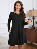 Chiclily Women's Long Sleeve Casual Dress Large Tunic Dress Loose T-Shirt Dress with Pockets