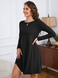 Chiclily Women's Long Sleeve Casual Dress Large Tunic Dress Loose T-Shirt Dress with Pockets
