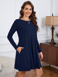 Chiclily Women's Long Sleeve Casual Dress Large Tunic Dress Loose T-Shirt Dress with Pockets
