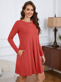 Chiclily Women's Long Sleeve Casual Dress Large Tunic Dress Loose T-Shirt Dress with Pockets