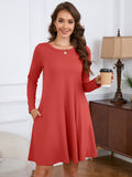 Chiclily Women's Long Sleeve Casual Dress Large Tunic Dress Loose T-Shirt Dress with Pockets