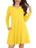 Chiclily Women's Long Sleeve Casual Dress Large Tunic Dress Loose T-Shirt Dress with Pockets