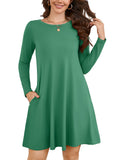 Chiclily Women's Long Sleeve Casual Dress Large Tunic Dress Loose T-Shirt Dress with Pockets