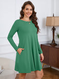 Chiclily Women's Long Sleeve Casual Dress Large Tunic Dress Loose T-Shirt Dress with Pockets