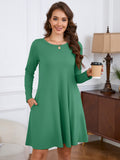 Chiclily Women's Long Sleeve Casual Dress Large Tunic Dress Loose T-Shirt Dress with Pockets
