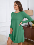 Chiclily Women's Long Sleeve Casual Dress Large Tunic Dress Loose T-Shirt Dress with Pockets