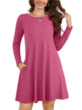 Chiclily Women's Long Sleeve Casual Dress Large Tunic Dress Loose T-Shirt Dress with Pockets