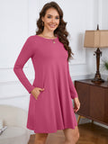 Chiclily Women's Long Sleeve Casual Dress Large Tunic Dress Loose T-Shirt Dress with Pockets