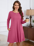 Chiclily Women's Long Sleeve Casual Dress Large Tunic Dress Loose T-Shirt Dress with Pockets
