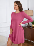 Chiclily Women's Long Sleeve Casual Dress Large Tunic Dress Loose T-Shirt Dress with Pockets