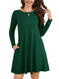 Chiclily Women's Long Sleeve Casual Dress Large Tunic Dress Loose T-Shirt Dress with Pockets