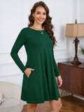 Chiclily Women's Long Sleeve Casual Dress Large Tunic Dress Loose T-Shirt Dress with Pockets