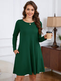 Chiclily Women's Long Sleeve Casual Dress Large Tunic Dress Loose T-Shirt Dress with Pockets