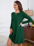 Chiclily Women's Long Sleeve Casual Dress Large Tunic Dress Loose T-Shirt Dress with Pockets