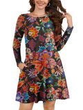 Chiclily Women's Long Sleeve Casual Dress Large Tunic Dress Loose T-Shirt Dress with Pockets