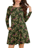 Chiclily Women's Long Sleeve Casual Dress Large Tunic Dress Loose T-Shirt Dress with Pockets