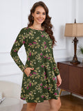 Chiclily Women's Long Sleeve Casual Dress Large Tunic Dress Loose T-Shirt Dress with Pockets