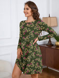 Chiclily Women's Long Sleeve Casual Dress Large Tunic Dress Loose T-Shirt Dress with Pockets