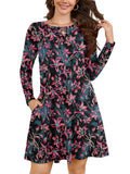 Chiclily Women's Long Sleeve Casual Dress Large Tunic Dress Loose T-Shirt Dress with Pockets