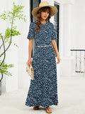 Chiclily Women's Summer Short Sleeve Maxi Dress with Pockets - Soft Casual Loose Long Boho Sundress for Beach & Vacation