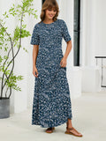 Chiclily Women's Summer Short Sleeve Maxi Dress with Pockets - Soft Casual Loose Long Boho Sundress for Beach & Vacation