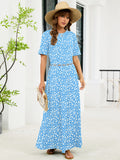 Chiclily Women's Summer Short Sleeve Maxi Dress with Pockets - Soft Casual Loose Long Boho Sundress for Beach & Vacation