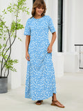 Chiclily Women's Summer Short Sleeve Maxi Dress with Pockets - Soft Casual Loose Long Boho Sundress for Beach & Vacation